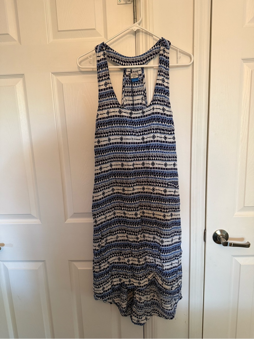 Kavu Blue and White High-Low Tank Dress